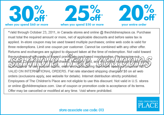 Past The Children's Place Coupon Codes Top Categories